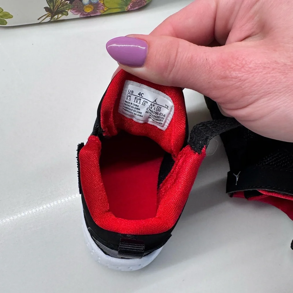 Jordan Infant Size 4C Black Red Sneakers Baby Shoes